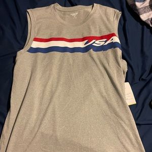 Gray muscle shirt. Tank top. Size extra large. USA graphic